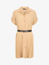 Robe chemise effet plissé à manches 3/4 - Camel - 5