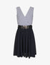 Robe bi-matière à haut imprimé style marinière - Marine - 1