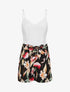 Combishort imprimé floral ceinturée - Noir - 1