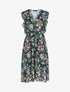 Robe en voile élastiquée à imprimé fleurs - Marine - 1