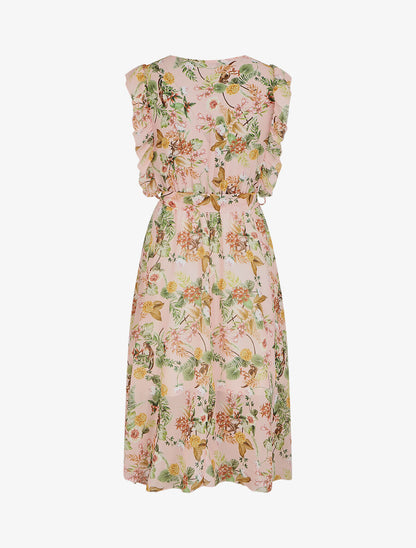 Robe en voile élastiquée à imprimé fleurs - Rose - 2