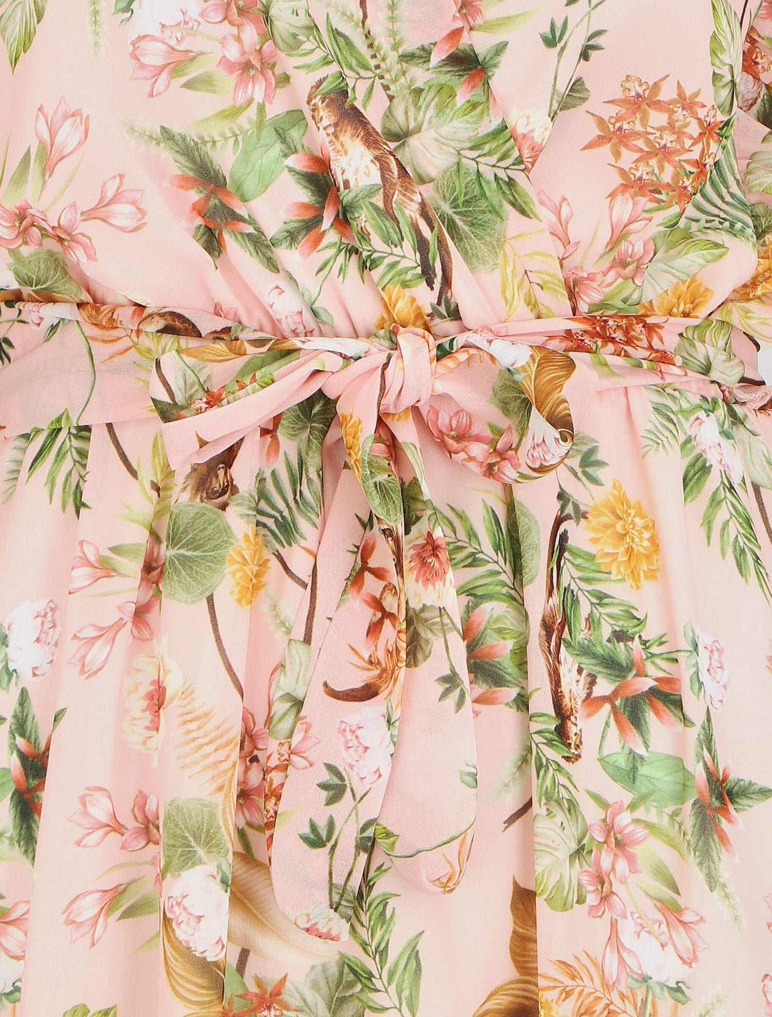 Robe en voile élastiquée à imprimé fleurs - Rose - 3
