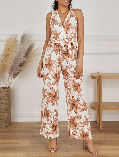 Combinaison fluide à imprimé fleurs - Crème - 4