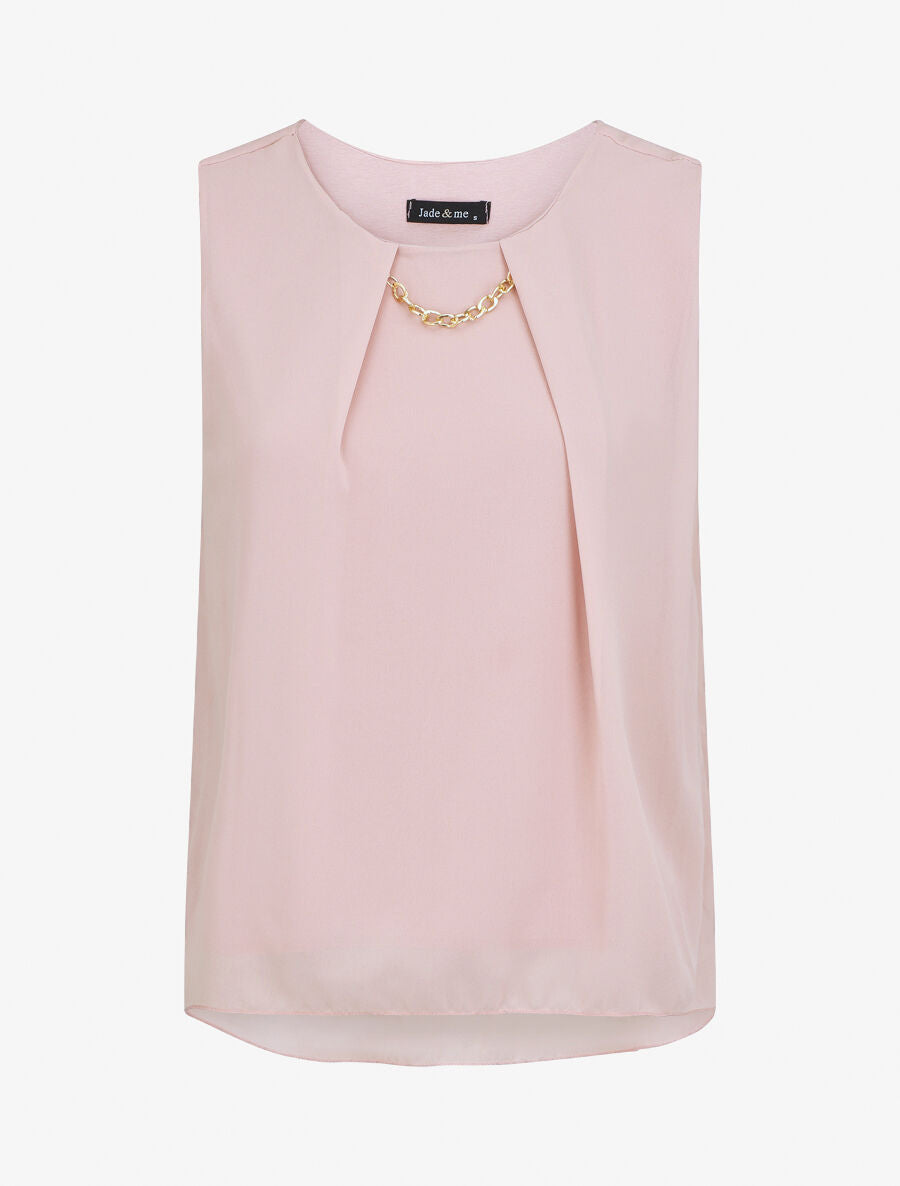 Top droit sans manches col à chaîne - Rose - 5