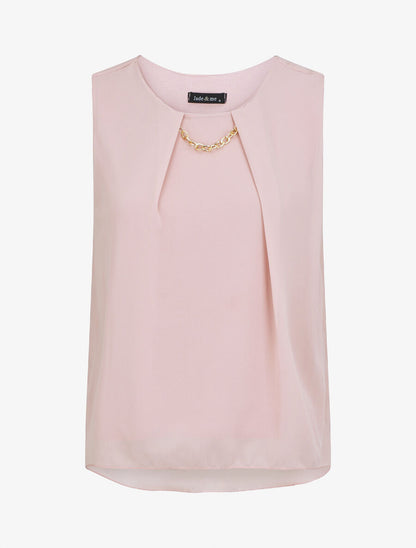 Top droit sans manches col à chaîne - Rose - 5