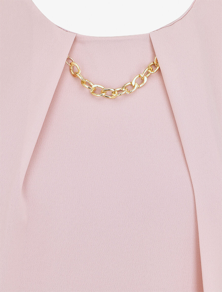 Top droit sans manches col à chaîne - Rose - 3