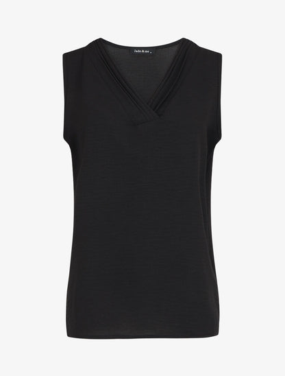 Top droit sans manches col V - Noir - 4