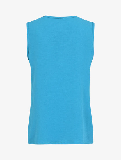 Top droit sans manches col V - Bleu turquoise - 2