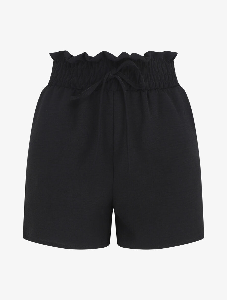 Mini short à taille élastiquée - Noir - 1