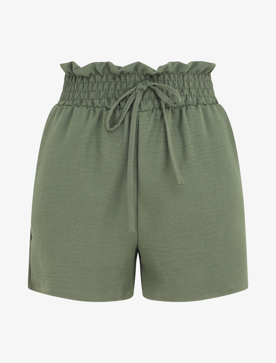 Mini short à taille élastiquée - Kaki - 5