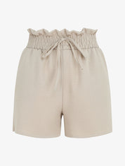 Mini short à taille élastiquée - Beige - 1