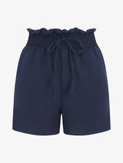 Mini short à taille élastiquée - Marine - 1