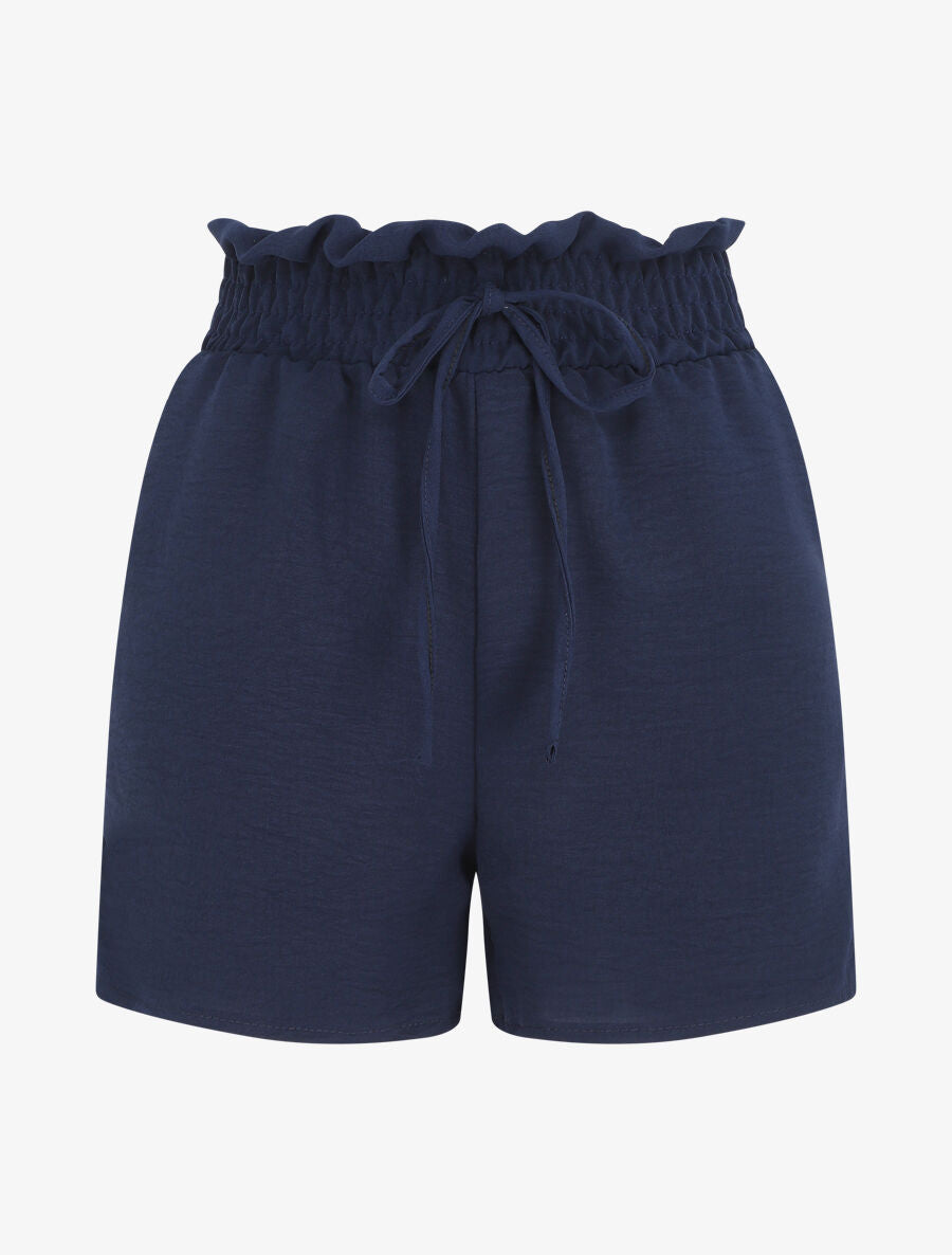 Mini short à taille élastiquée - Marine - 1