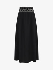 Jupe longue à taille élastiquée - Noir - 4