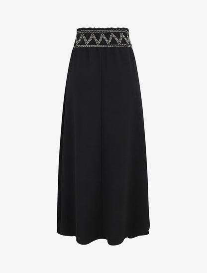 Jupe longue à taille élastiquée - Noir - 2