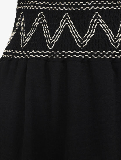 Jupe longue à taille élastiquée - Noir - 3