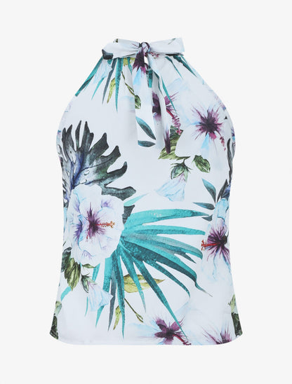 Top sans manches imprimé tropical - Blanc - 2
