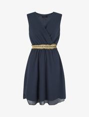 Robe sans manches taille élastiquée irisée - Marine - 5