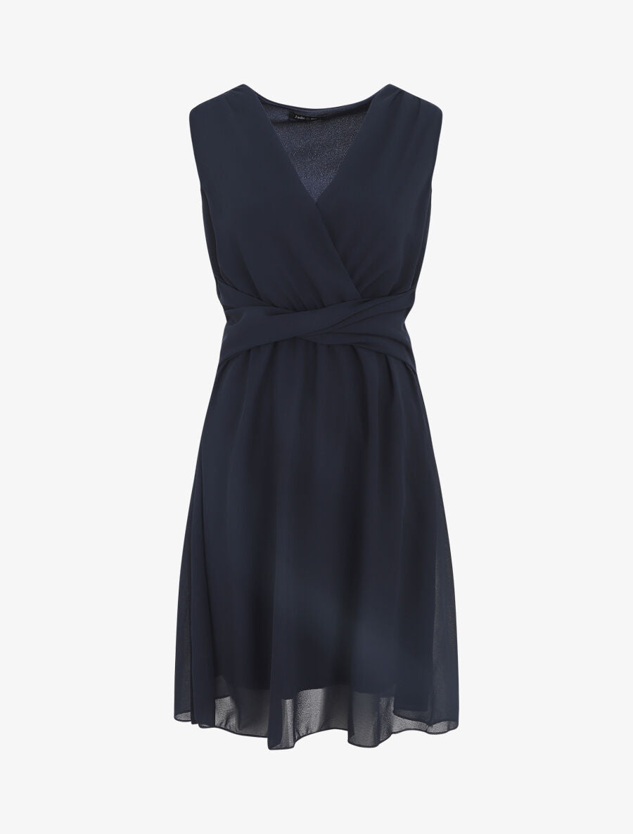 Robe fluide sans manches évasée - Marine - 5