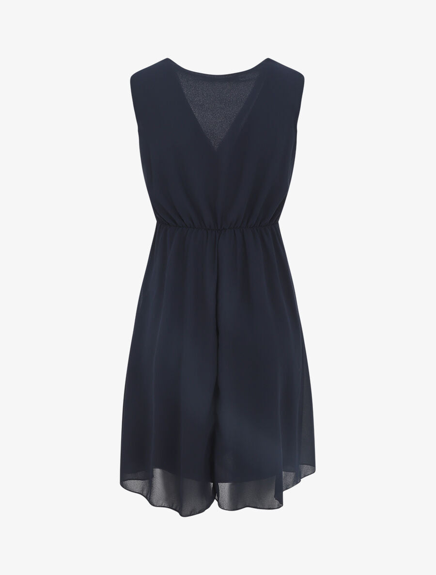 Robe fluide sans manches évasée - Marine - 2