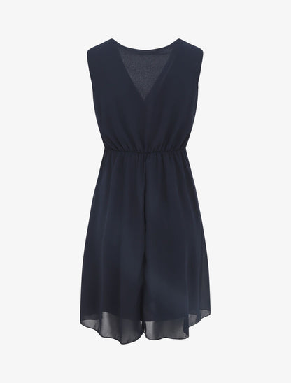 Robe fluide sans manches évasée - Marine - 2