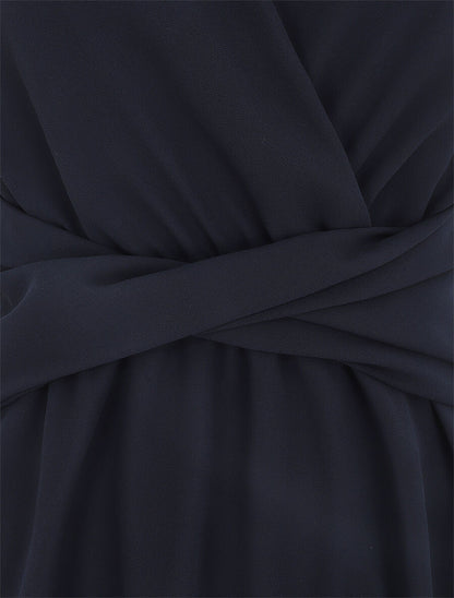 Robe fluide sans manches évasée - Marine - 3