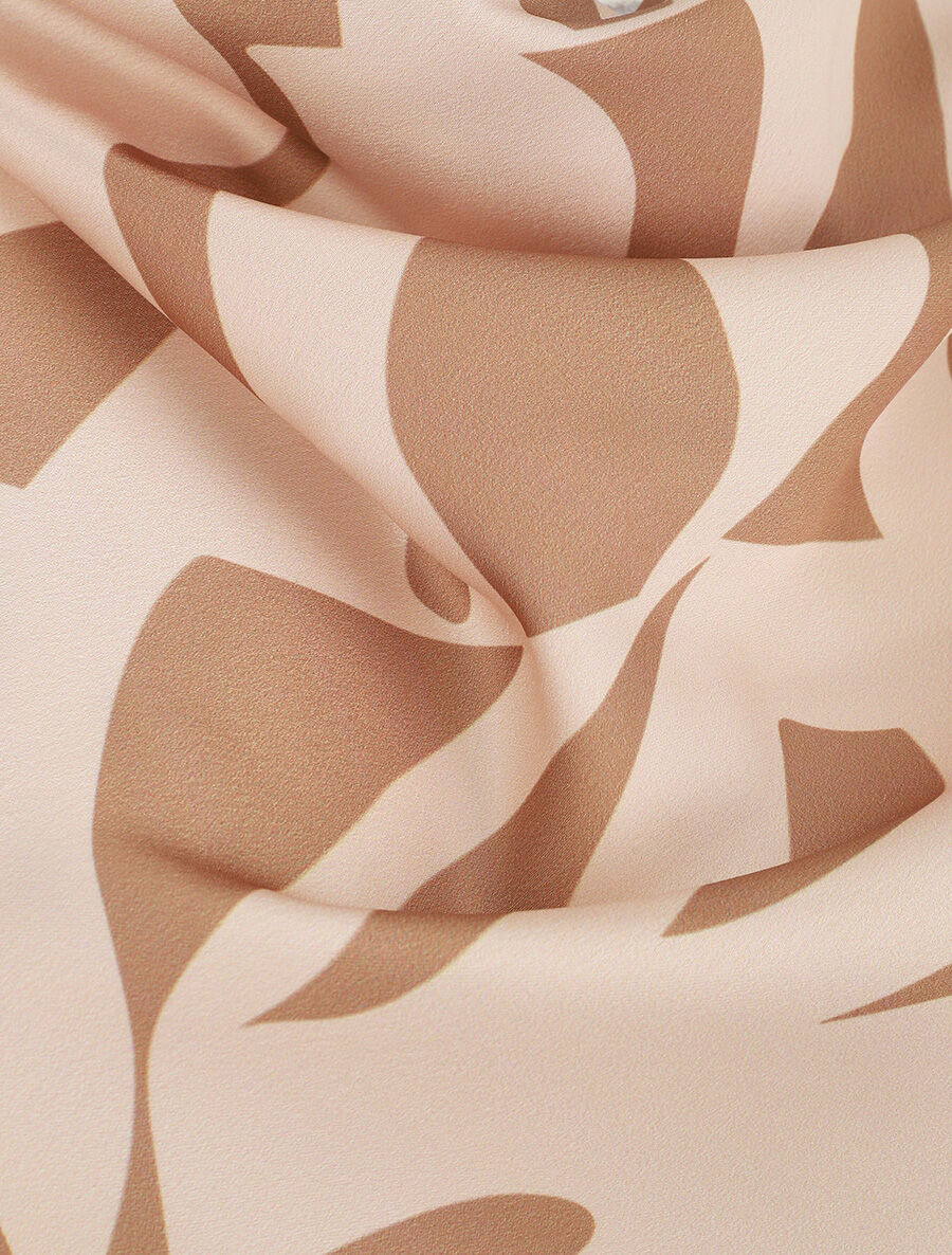 Top satiné sans manches imprimé graphique - Beige - 3