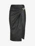 Jupe style portefeuille mi-longue en simili - Noir - 1
