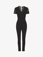 Combinaison manches courtes et dentelle - Noir - 7