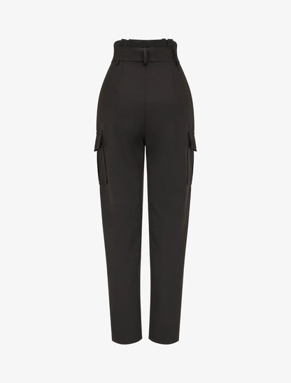 Pantalon cargo taille haute - Noir - 2