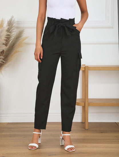 Pantalon cargo taille haute - Noir - 4