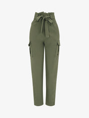 Pantalon cargo taille haute - Kaki - 1