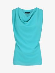 Top sans manches col bénitier et dos plissé - Turquoise - 5
