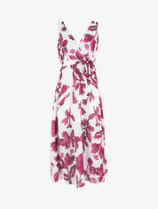 Robe imprimé fleurs et dos en V - Mauve - 1