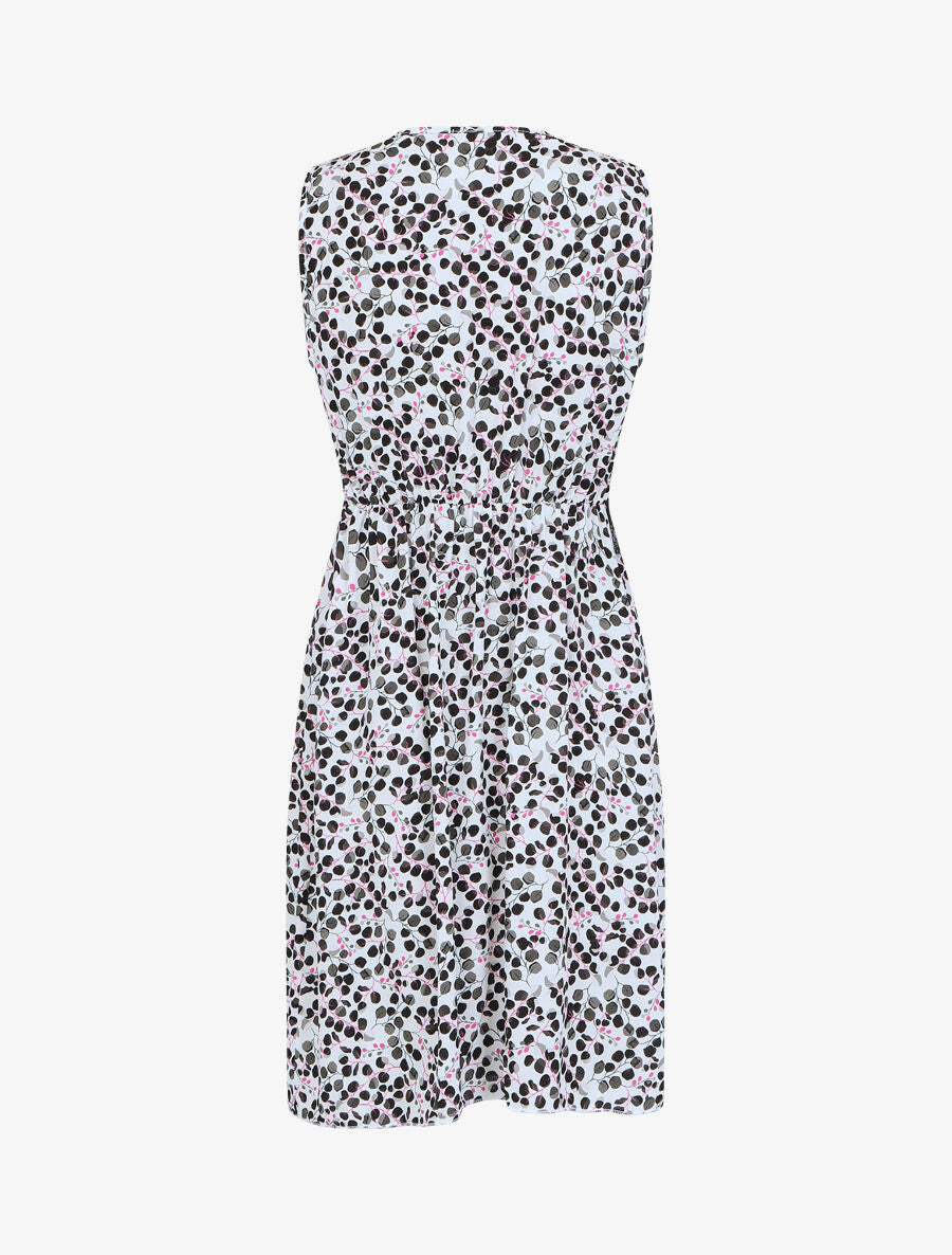 Robe mi-longue sans manches motif feuilles - Noir - 2