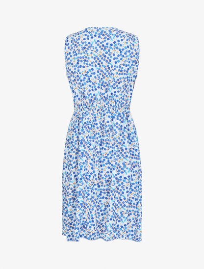 Robe mi-longue sans manches motif feuilles - Bleu - 2