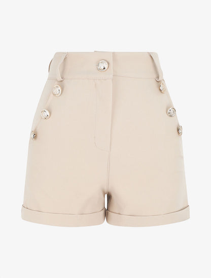 Short à pont taille haute - Beige - 1