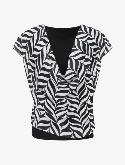 Top coupe droite imprimé graphique - Noir - 5