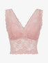 Crop top transparent en dentelle - Rose poudré - 1