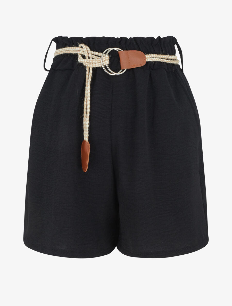Short uni coupe droite - Noir - 1