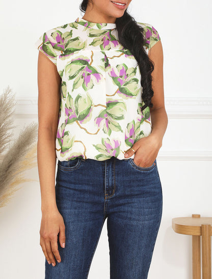 Top manches courtes imprimé floral - Vert - 4