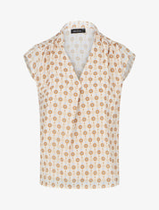 Top fluide sans manches imprimé petites fleurs - Beige - 1
