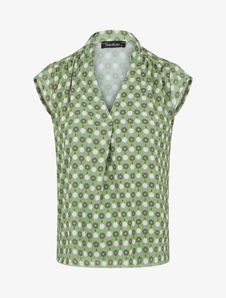Top fluide sans manches imprimé petites fleurs - Vert - 1