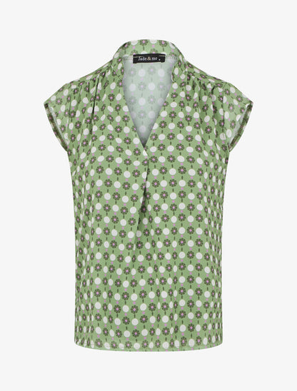 Top fluide sans manches imprimé petites fleurs - Vert - 1