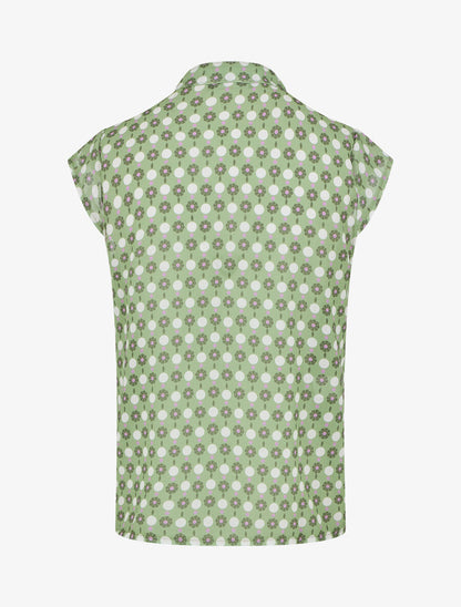 Top fluide sans manches imprimé petites fleurs - Vert - 2