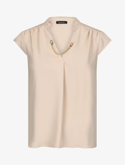 Top uni sans manches à chaîne - Beige - 5