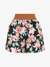 Short imprimé fleurs à taille haute - Noir - 4