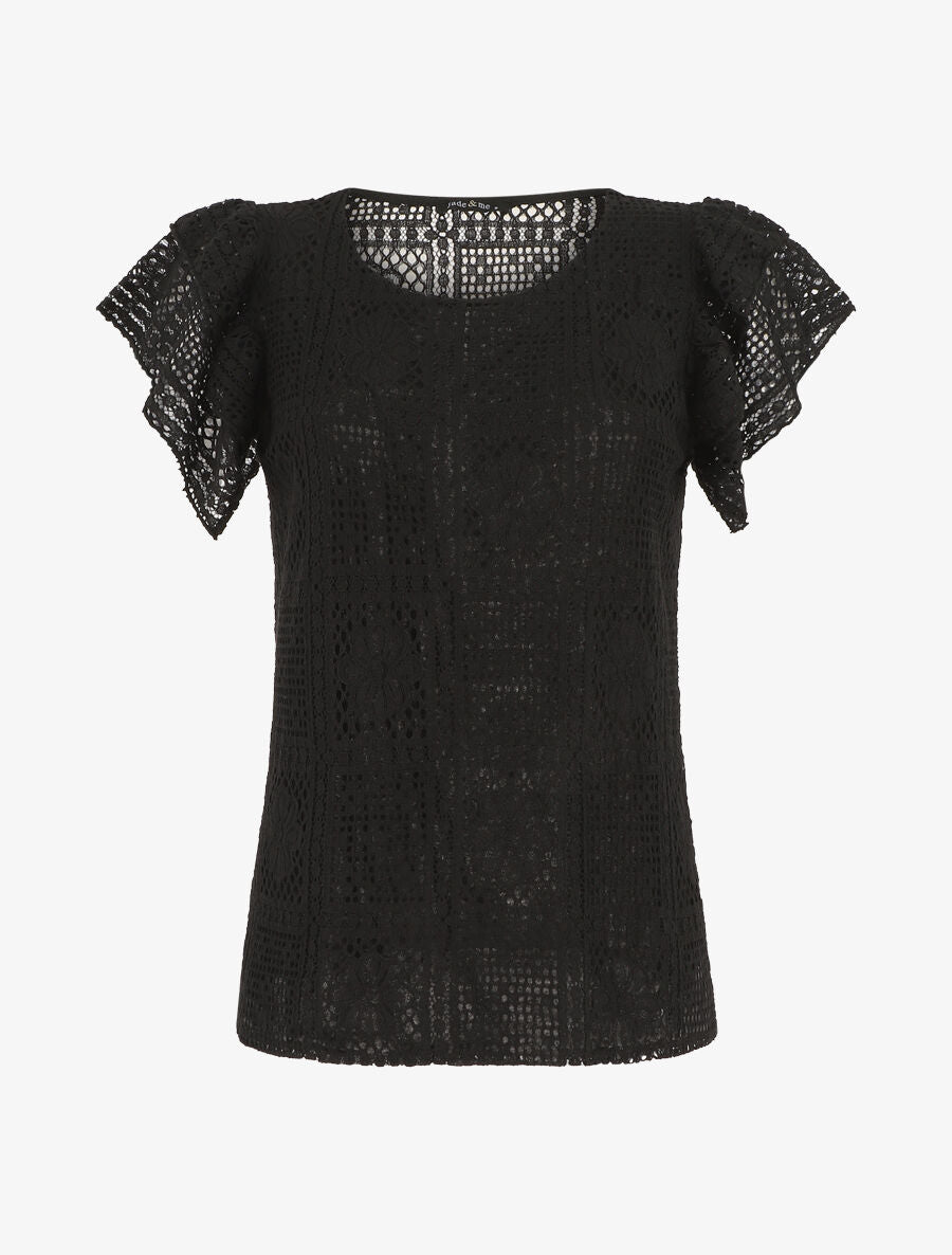Top uni en maille - Noir - 1