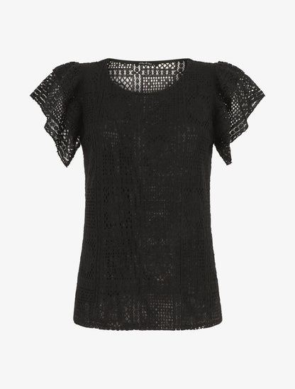 Top uni en maille - Noir - 1