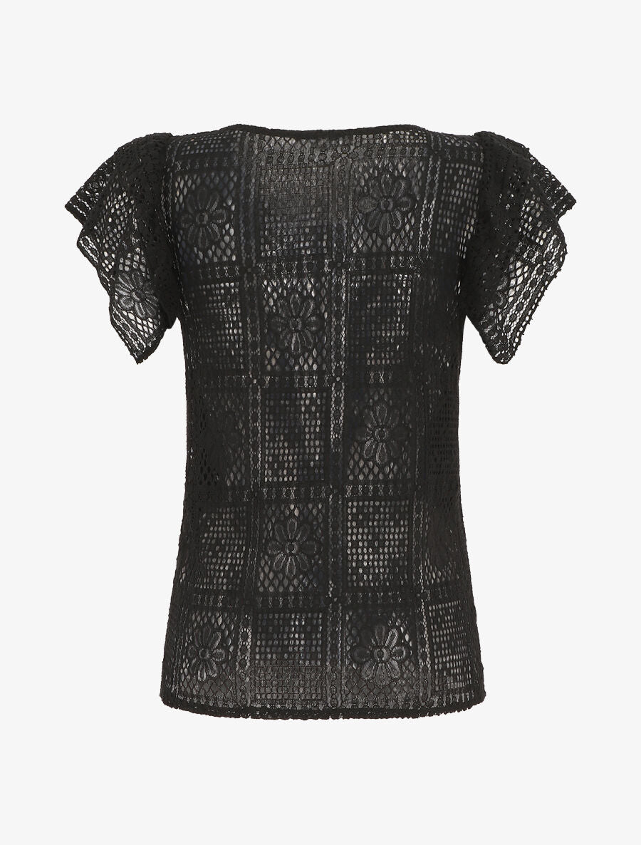 Top uni en maille - Noir - 2